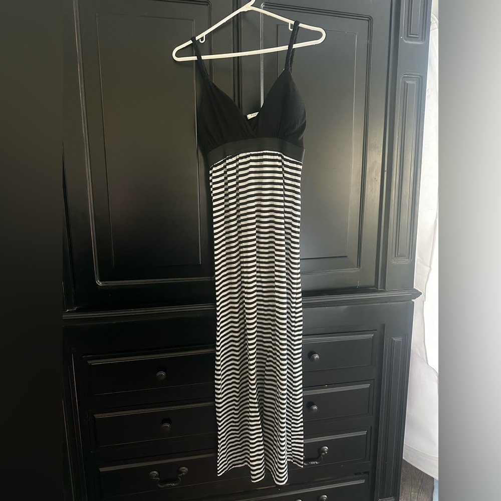 Black and White Striped Maxi Dress